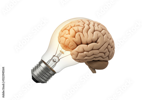 Isolated Human Brain Inside Light Bulb