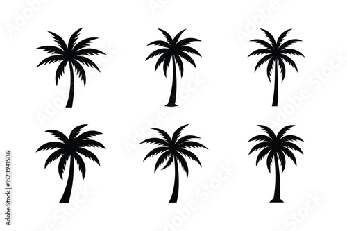 Palm Tree Silhouette Icon Set vector illustration