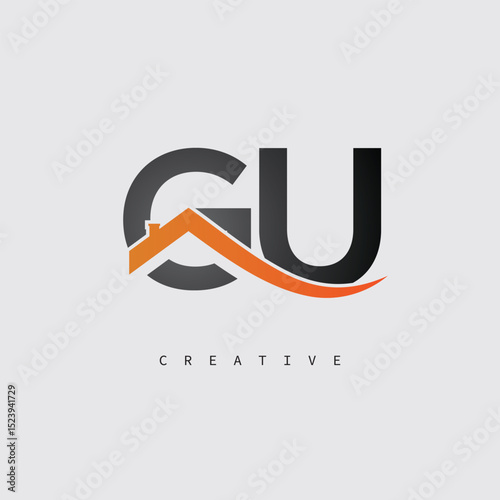 Free Download GU Real Estate Creative Logo – Minimalist House Roof Monogram for Property, Realtor & Construction Branding - GFXLoad