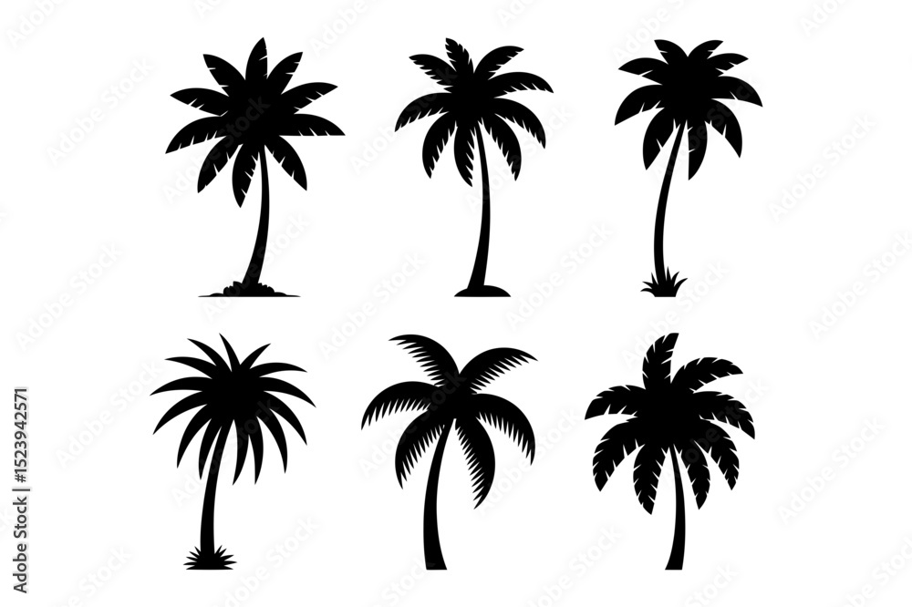 Fototapeta premium Palm tree silhouette vector tropical summer design