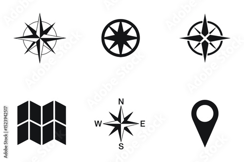 Navigation travel map direction compass location icon