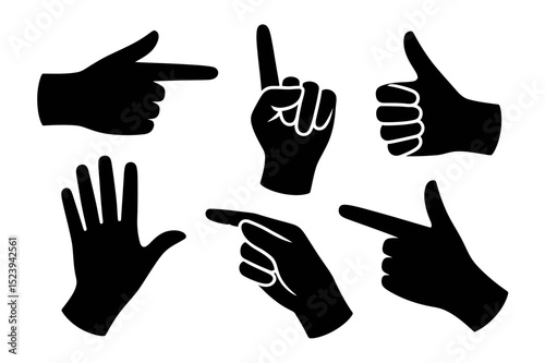 Hand gestures signs pointing direction illustration