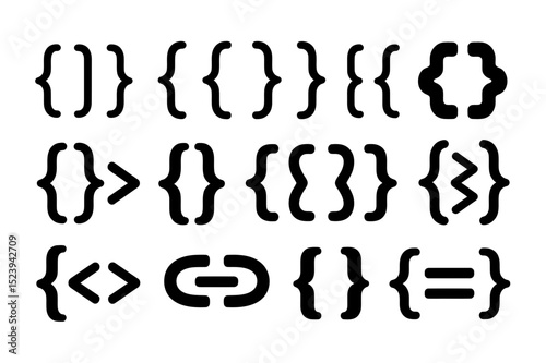 Curly braces bracket symbol vector illustration set