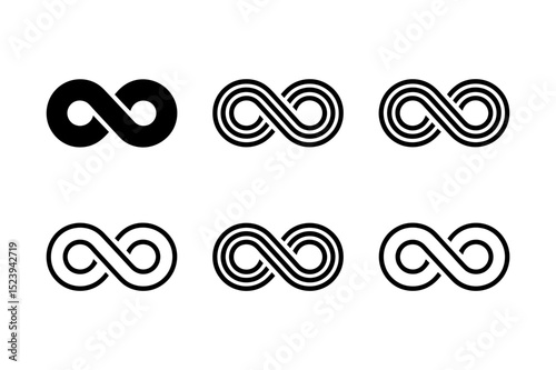 Infinity symbol vector set eternal loop concept
