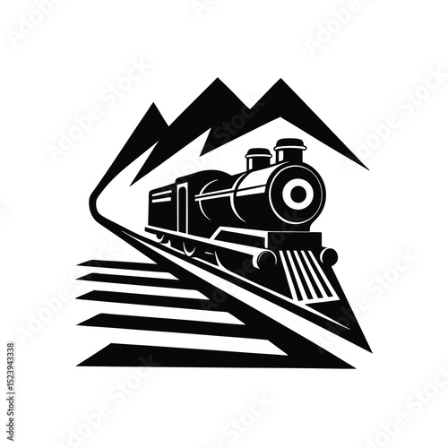 Train Tracks Vector Silhouette Bold Retro