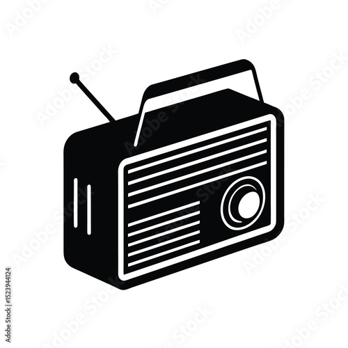 Radio Vintage Vector Silhouette Pixelated Curves