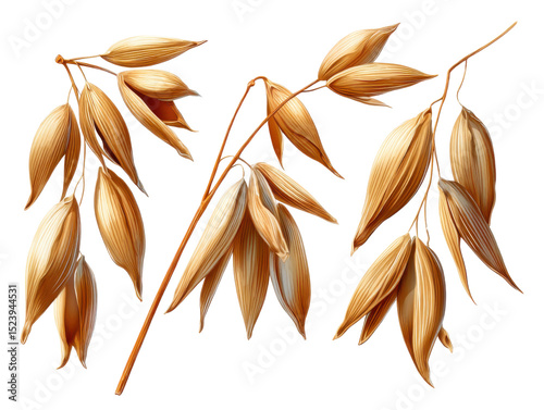 wheat ears isolated on white background