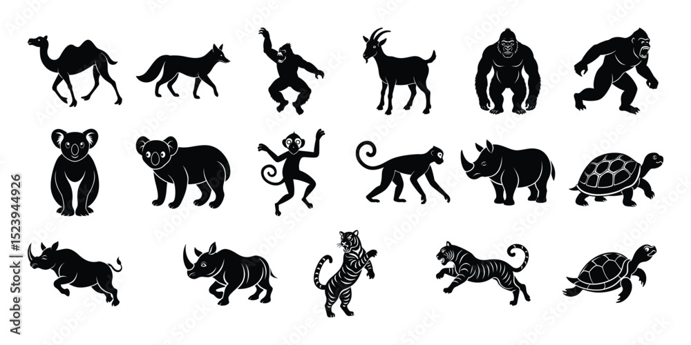 Fototapeta premium set of animals silhouettes