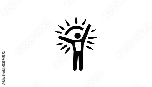 Happy person celebrating with raised arms