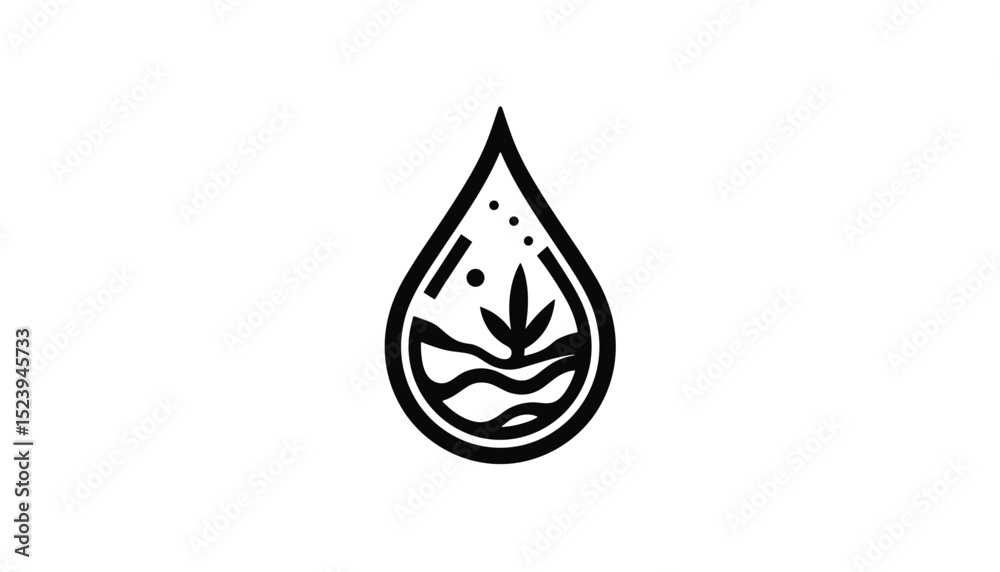 Fototapeta premium Water droplet design with plant elements