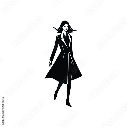 Woman Coat Vector Silhouette Gothic Walking
