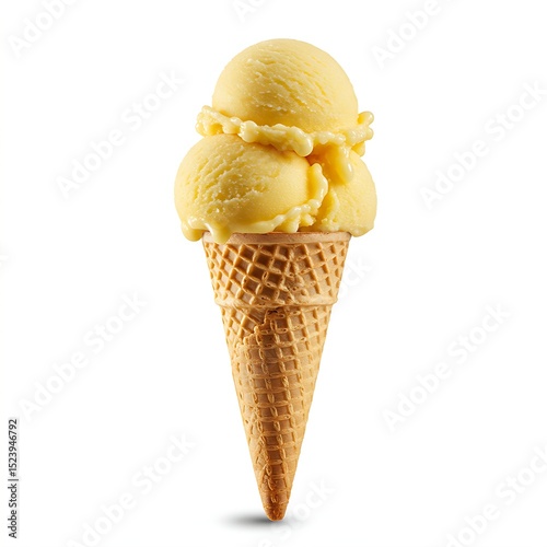A single cone of exotic mango sorbet. Mouthwatering. mango sorbet, orange sorbet, tropical fruit, single cone, frozen dessert, refreshing, sweet, tangy, dessert, food photography, close-up, macro, vib photo