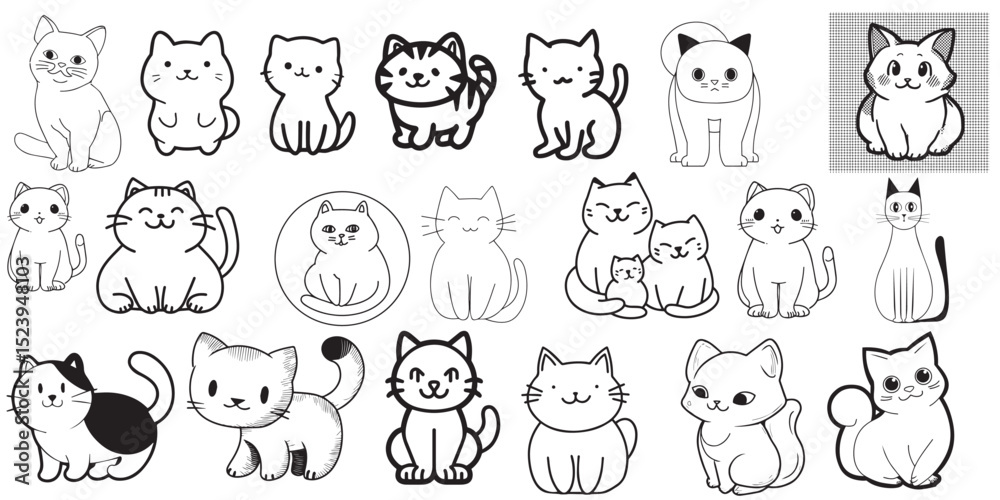Obraz premium Anime cats vector set