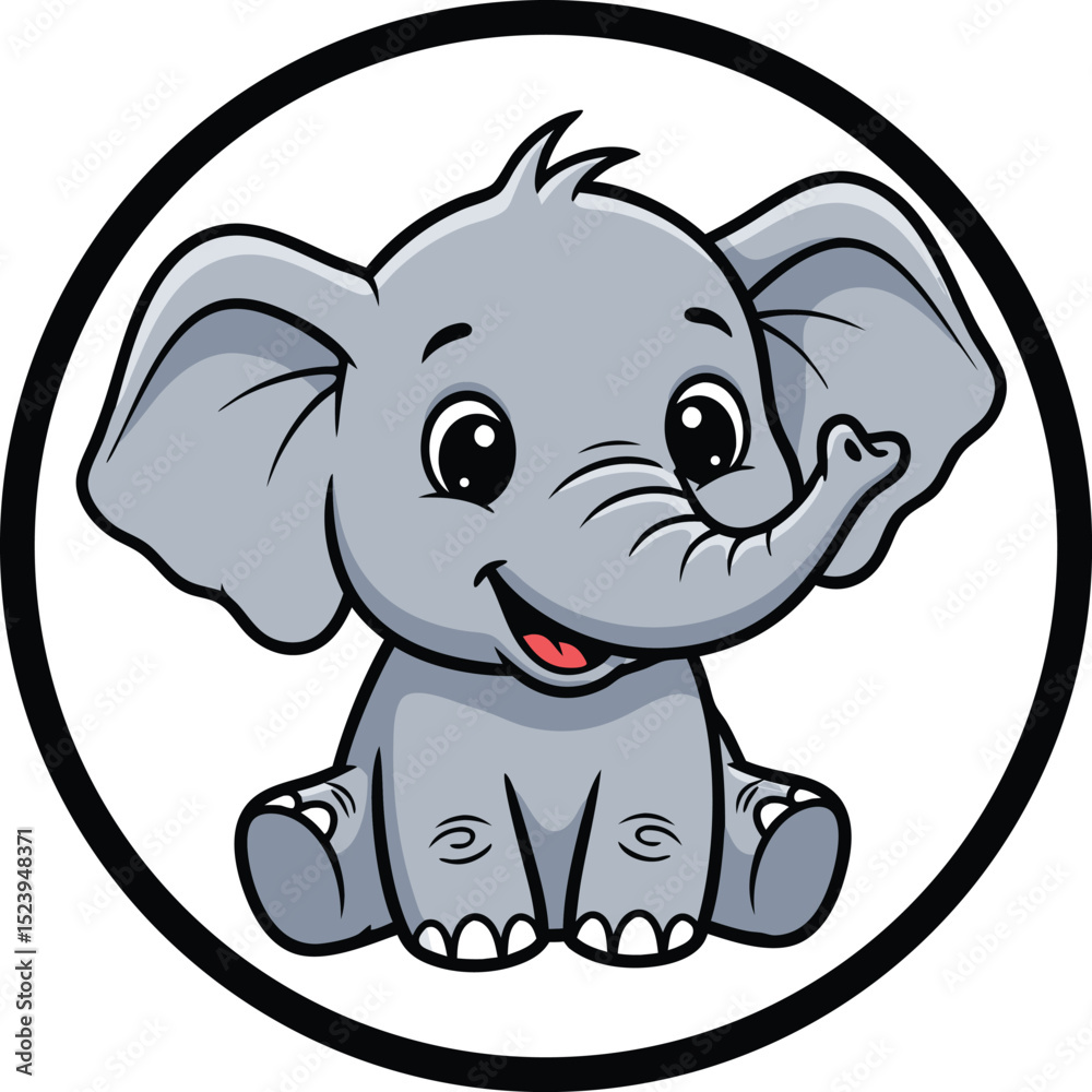 Fototapeta premium Baby Elephant with Glasses – Kids Animal Vector for T-Shirts