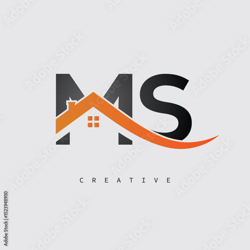 MS Real Estate Creative Logo – Minimalist House Roof Monogram for Property, Realtor & Construction Branding	
