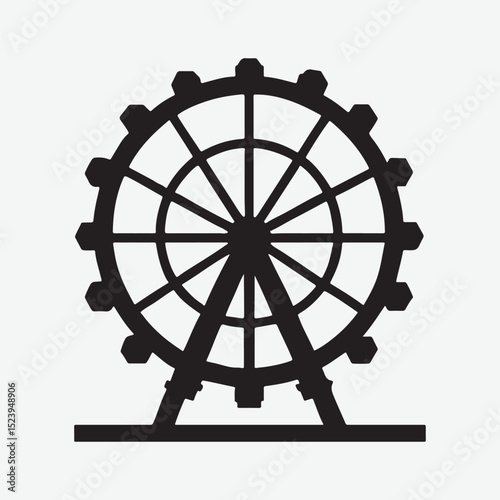 Ferris Wheel Icon Silhouettes – Amusement Park Ride Vector Graphics

