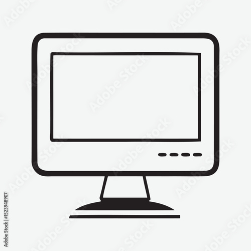 Computer Monitor Icon – Flat Screen Display Vector Illustration

