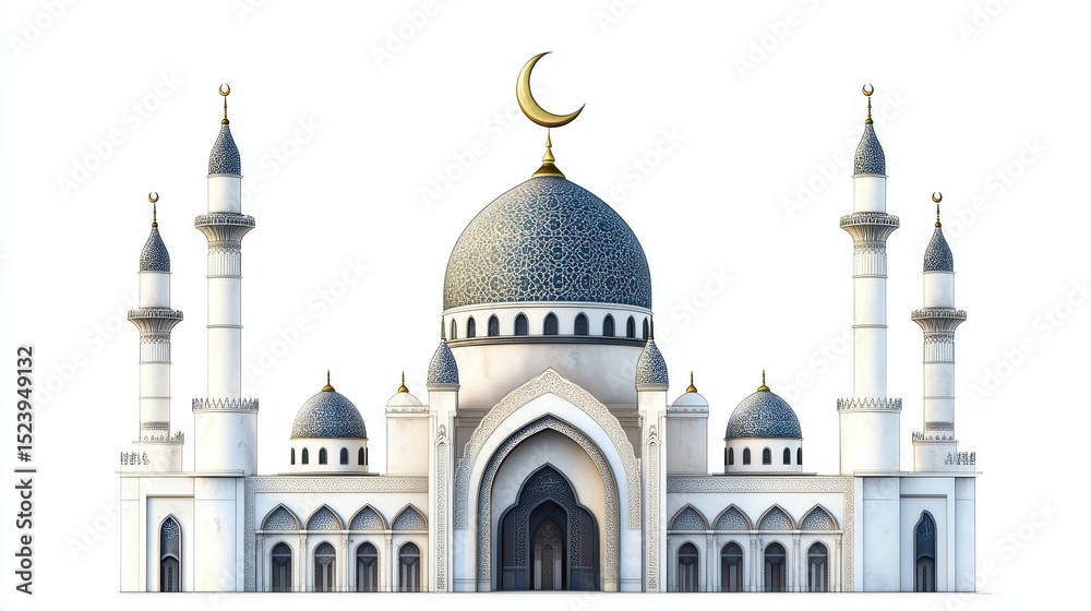Fototapeta premium Mosque Architectural Front View.