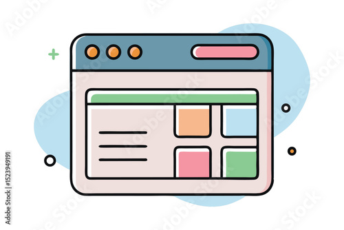 Minimal Web Interface Layout Illustration for UI/UX Design, Wireframes, Websites, Prototypes, and Modern App Development Concepts in Vector Style