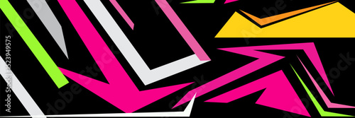 Orange yellow pink stripe car decals design. Colorful abstract bold lines pattern for racing car, rally, adventure and livery .Eps10