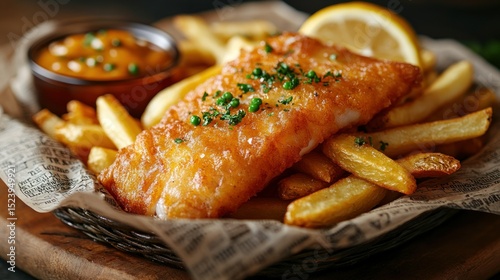 Crispy fried fish and fries dish