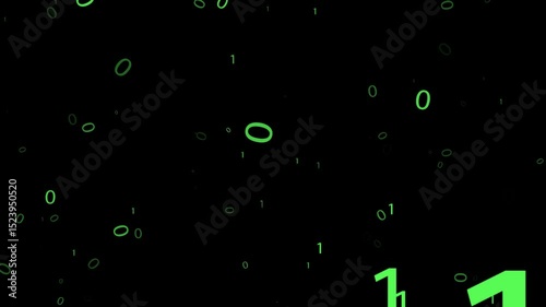 Green binary code zero one numbers falling abstract digital background