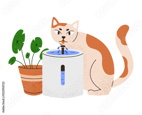 Cat drinking from smart water fountain