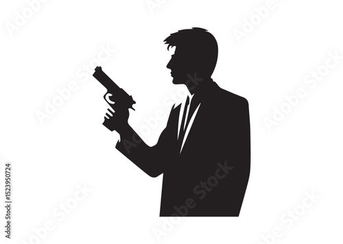 A man hold a gun Silhouette Vector