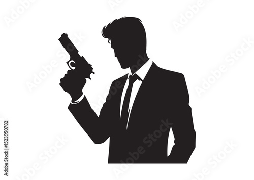 A man hold a gun Silhouette Vector