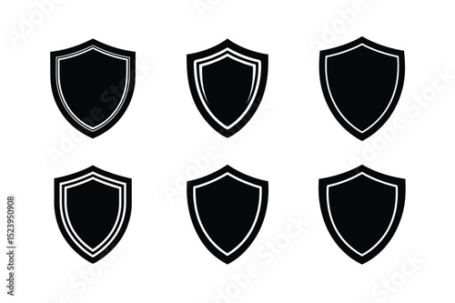 Shield Silhouette Icon Set vector illustration
