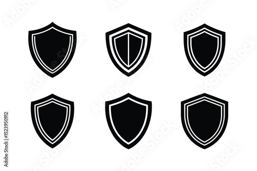 Shield Silhouette Icon Set vector illustration