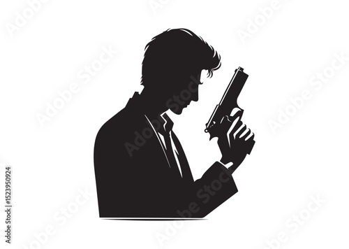 A man hold a gun Silhouette Vector