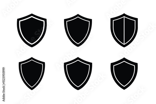 Shield Silhouette Icon Set vector illustration