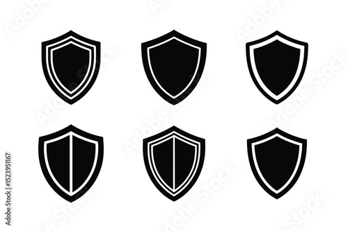 Shield Silhouette Icon Set vector illustration