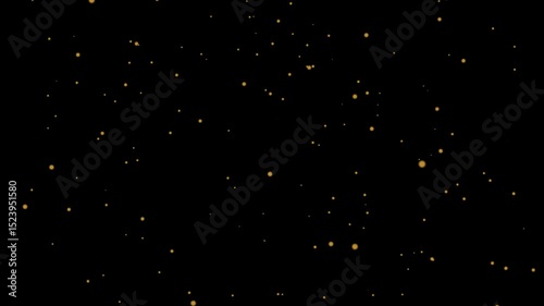 Sparkling golden dots floating in a black background, like tiny stars.