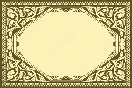 Decorative ornate retro floral blank card template