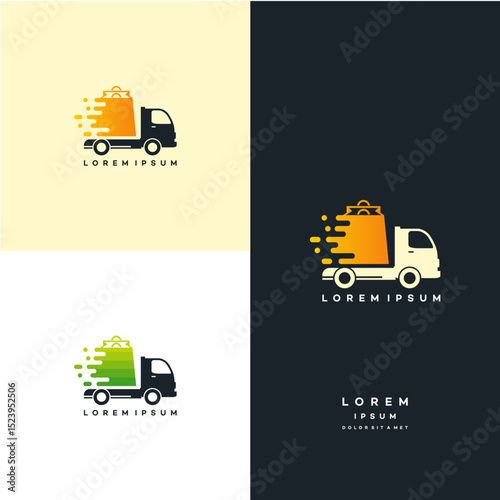 Fast Delivery Truck logo designs concept vector, Fast Shop Logo designs, Express Delivery logo