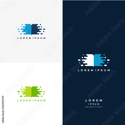Online Education Logo template, pixel book education logo template designs vector illustration