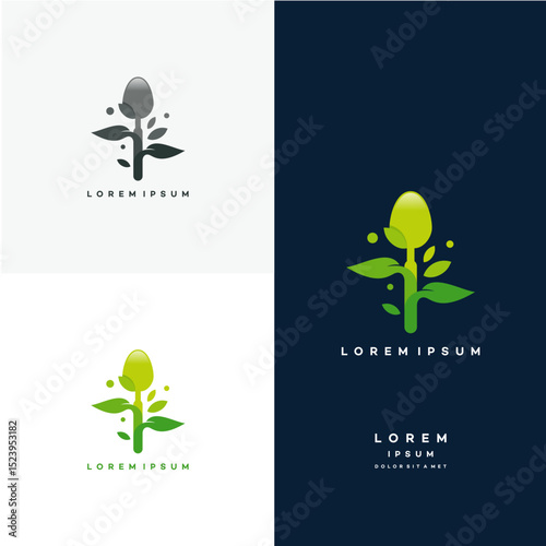 Healthy Nature food logo designs concept vector, Vegetarian food symbol Creative logo