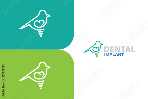 Implant dental logo dentist logo dental clinic logo bird dental tooth teeth dentistry icon