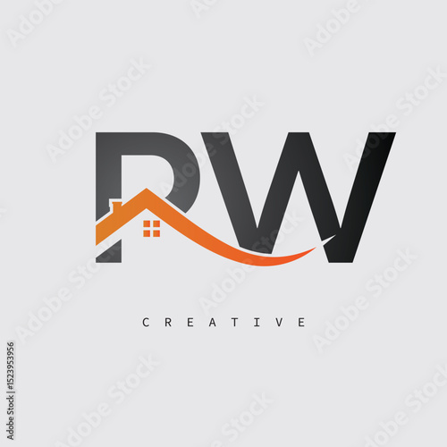 PW Real Estate Creative Logo – Minimalist House Roof Monogram for Property, Realtor & Construction Branding	
