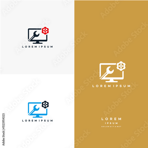 Computer Service logo designs concept vector