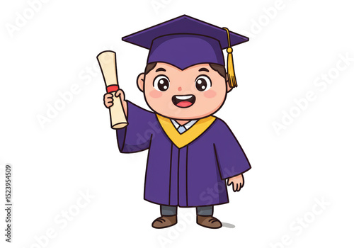 Isolated Cartoon Graduate with Diploma