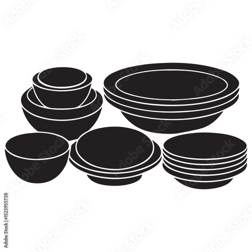 stack of empty bowls  food