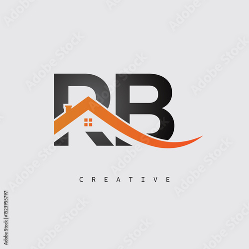 RB Real Estate Creative Logo – Minimalist House Roof Monogram for Property, Realtor & Construction Branding	
