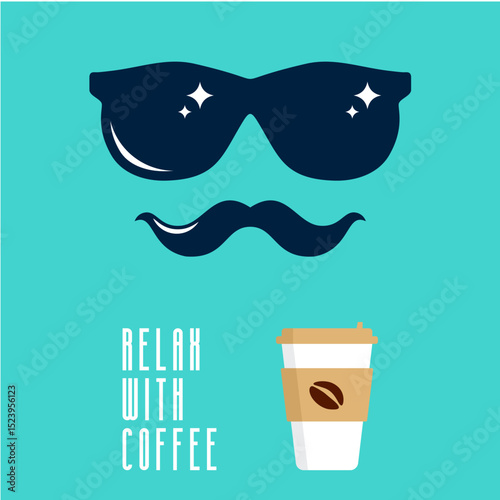 Coffee Time Background, Relax With coffee quote wallpaper template, Paper or plastic coffee cup isolated on background