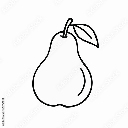 Outline illustration of a pear with a leaf  