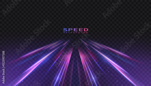 Transparent pink-violet rays of light create a feeling of acceleration, movement of the light flow. The energetic flow of light is suitable for the theme of speed, acceleration, racing theme.