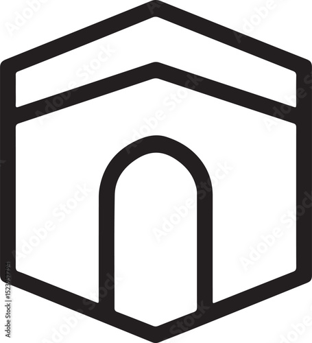 Hexagonal Islamic Architecture Kaaba Icon Line Art