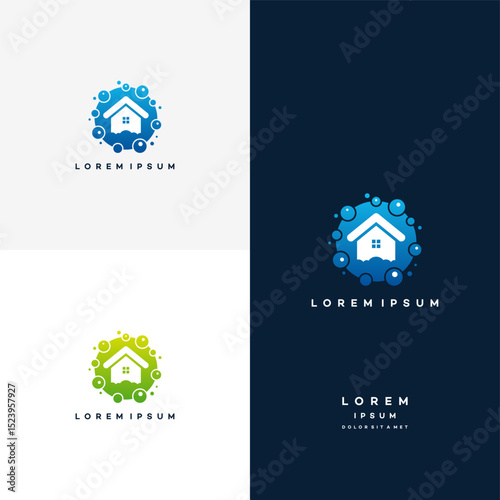 Clean House logo designs vector, Cleaning Service logo